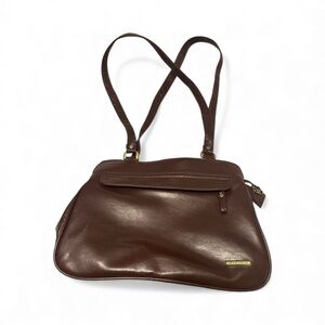 Elegant Brown Leather Shoulder Bag by Moda Italia